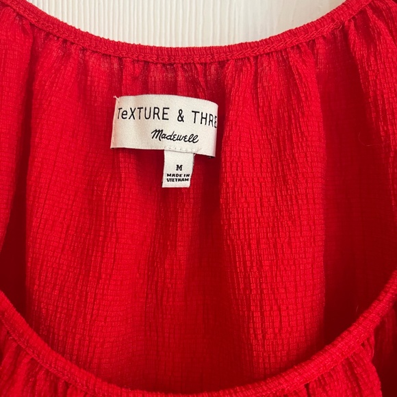 Madewell Texture & Thread Red Peasant Top M - Picture 3 of 4